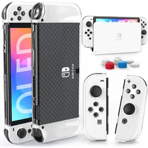 L-PCS031  Switch OLED Case for Nintendo Switch OLED Model, Dockable Cover Hard PC Protector Case for Switch OLED Grips for Switch OLED Console and Accessories with Thumb Stick Caps