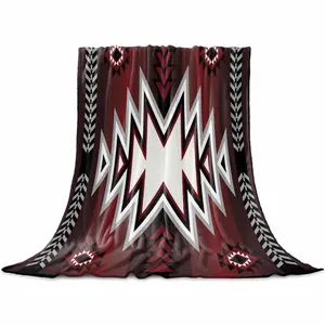 Red Black Throw Flannel Blanket for Couch Sofa Bed, Southwest Geometric Aztec Farmhouse Tribal Microfiber Soft Fleece Blankets All Season Warm Cozy Bedding for Women Men Kids,