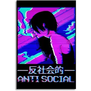 Neon Dream Anime Girl Canvas Decor – A Vaporwave-Themed Poster Designed to Infuse Rooms with 80s-90s Cyber Aesthetics, Perfect for Bedrooms, Media Rooms, or Any Space Celebrating Digital Art and Nostalgia.