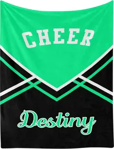 Cheerleader Cheer Print Personalized Blanket with Name Soft Fleece Throw Blankets for Women Men Birthday Wedding Gift 60X80 incha