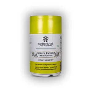 NUTRiHERBS Turmeric Curcumin 1590mg | 95% Curcuminoids with Black Pepper for Bioavailability, No Fillers, Non-GMO - 60 Vegetarian Capsules