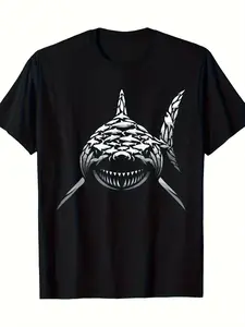 Men's & Women's Shark Lover T-Shirt - 220GSM Pure Cotton Retro Marine Life Shark Graphic Tee, Casual Round Neck Short Sleeve Shirt for Shark Week Outfits,, Surfing & Sea Creature Apparel
