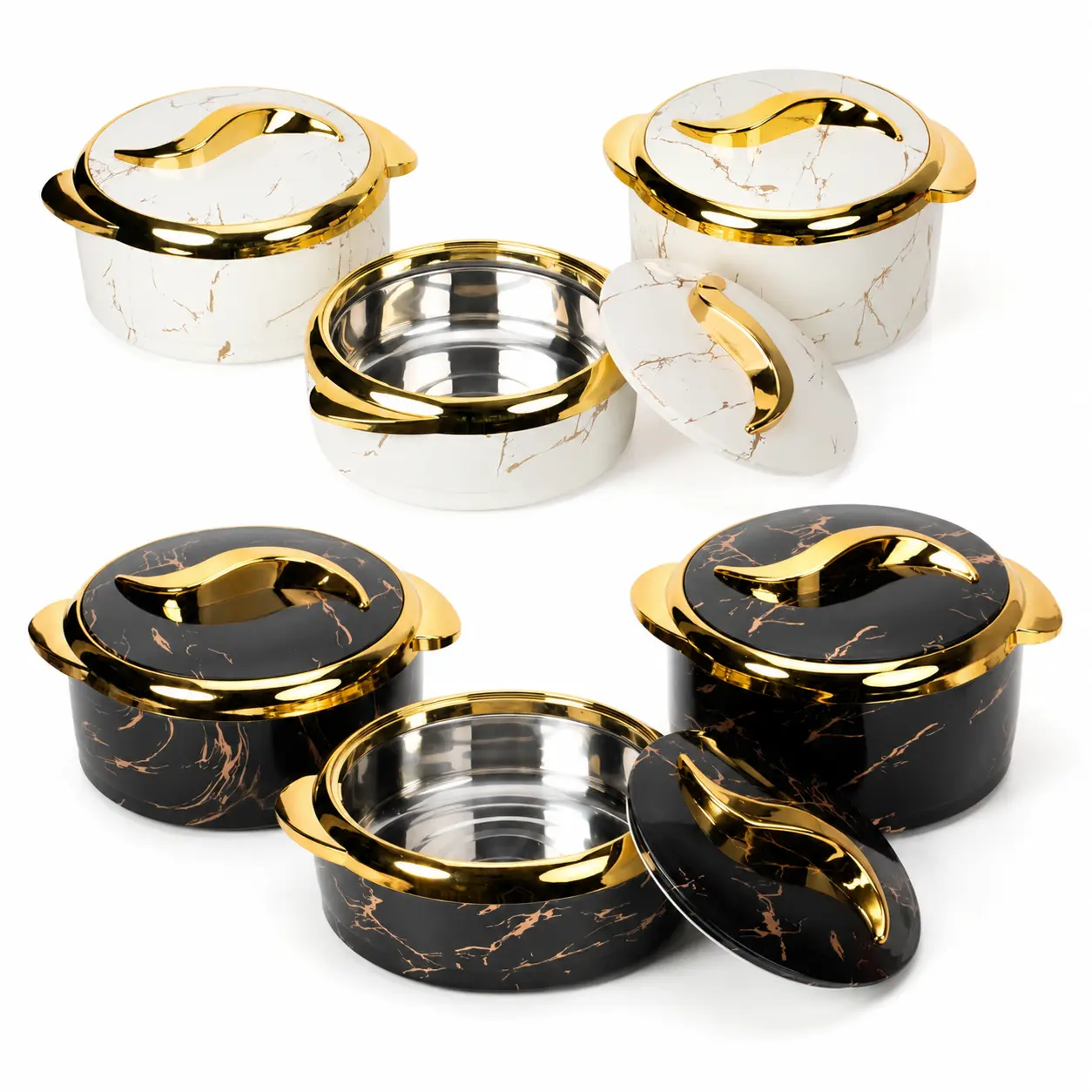 3PCS Large Capacity Stainless Steel Thermal Serving Bowls Set with Lids, Insulated Food Warmer Tableware for Home, Outdoor Picnic, Kitchen Use