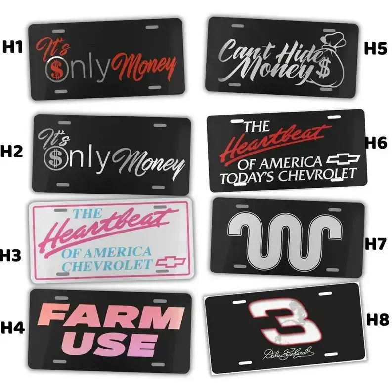 Can't Hide Money, It's Only Money, Farm Use, King Ranch, Chevrolet Heartbeat of America License Plate,Tag for Car Truck