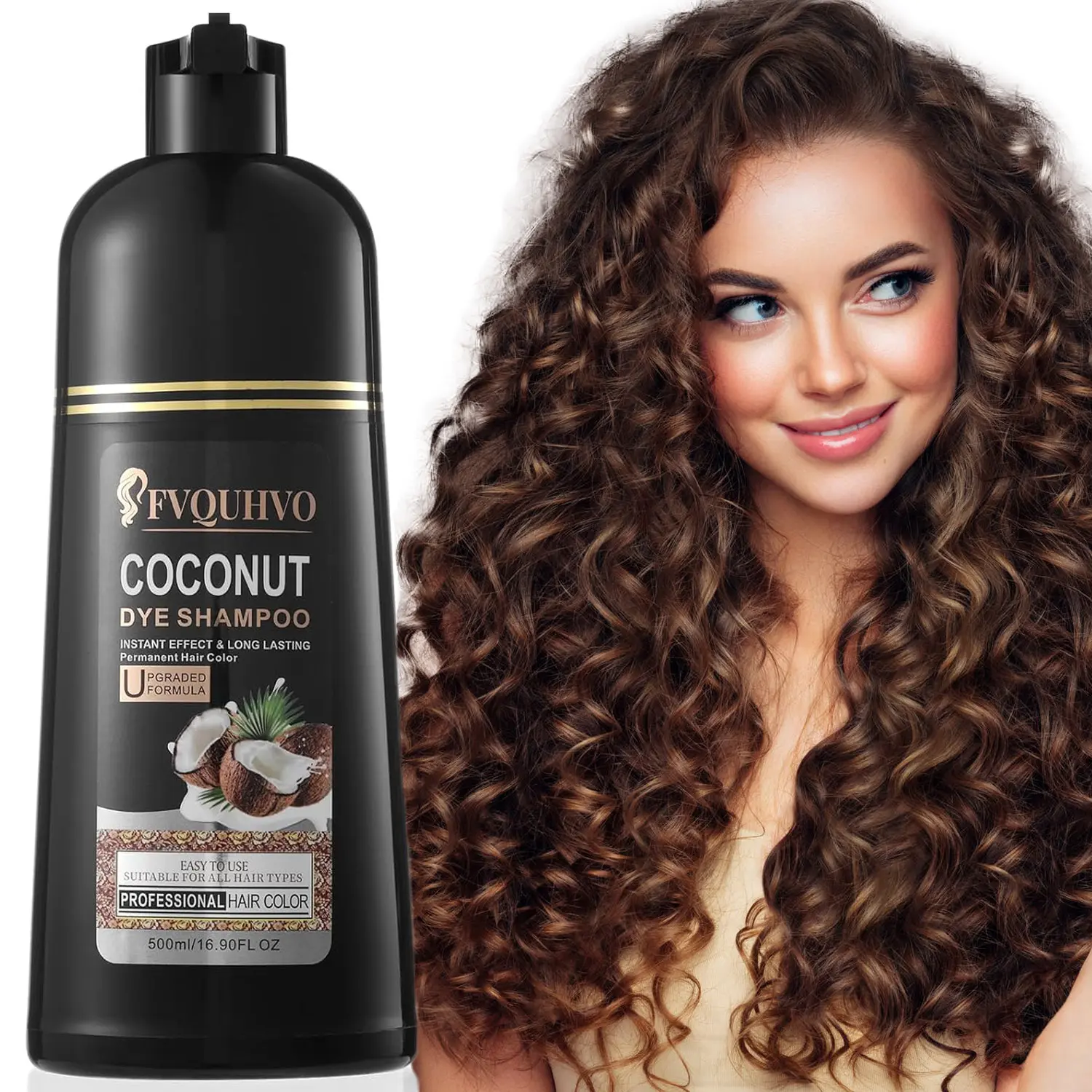 Blonde Brown Hair Dye Shampoo for Women, 3 in 1 Coconut Color Shampoo for Gray Hair Coverage and All Hair Types, 16.9 Fl Oz