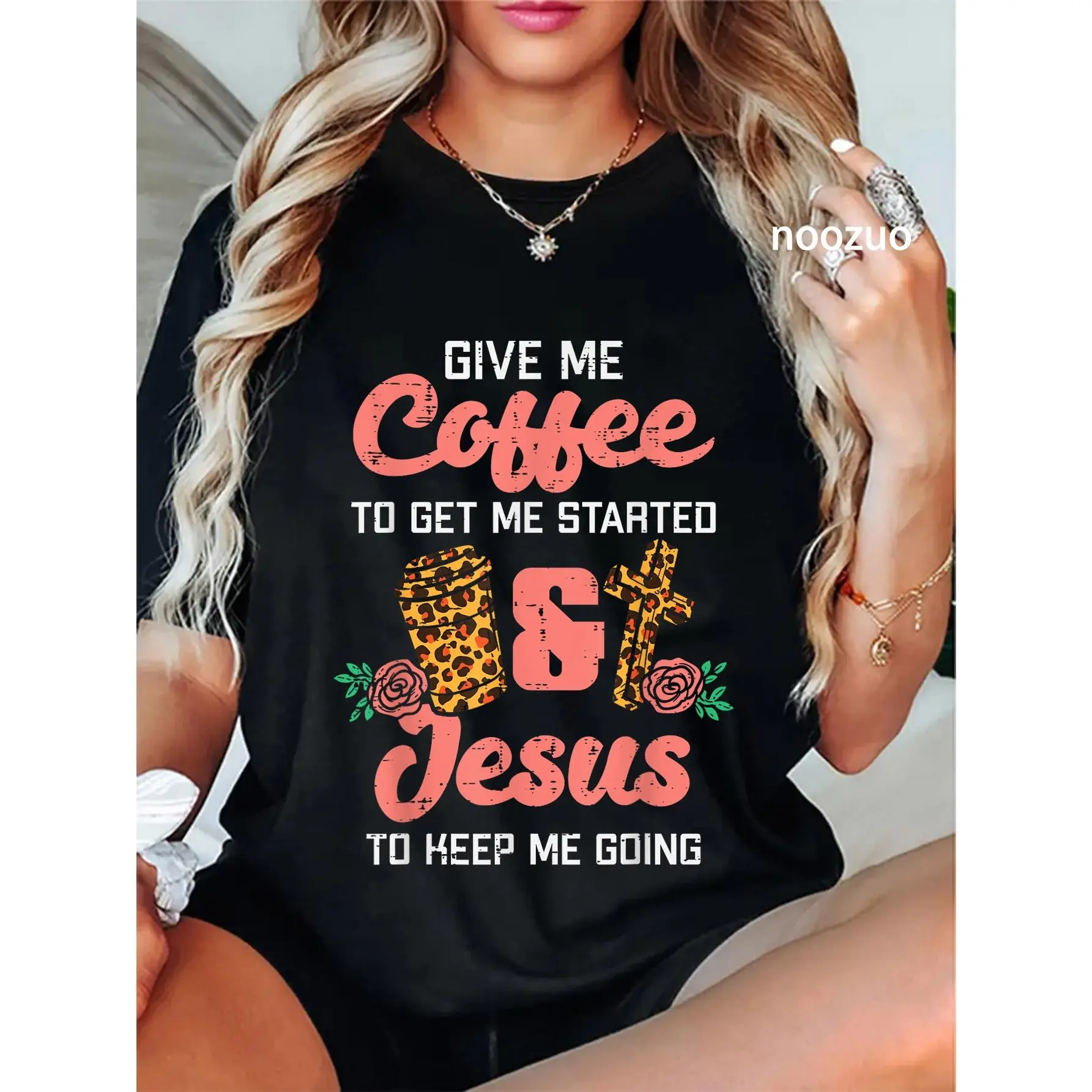 100% Cotton Coffee To Get Started Jesus Keep Going Christian Men Women T-Shirt
