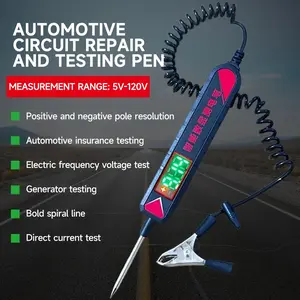 Automotive voltage tester pen, LED test light, digital display 5V-120V, for auto repair circuit and fuse detection