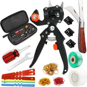 Garden Grafting Tool Kit, 2 in 1 Pruning Tools with Grafting Knife, Replacement Blades, Grafting Tapes, Rubber Bands and Labels for Plant Branch, Vine, Fruit Tree Cutting