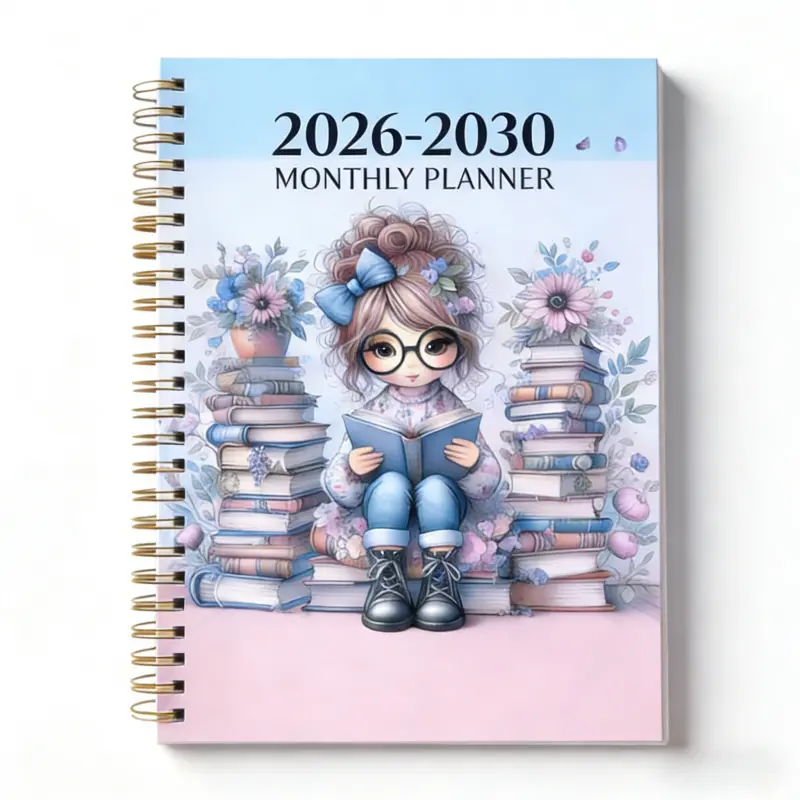 2026-2030 Monthly Planner/Calendar, Spiral Bound Planner, 5-Year Monthly Planner, Reading Enthusiast Women's Themed Cover Design Notebook, Annual Calendar Planning, Monthly Tabs, 60-Month Calendar, 5.5 x 8.3 inches, 71 Sheets/142 Pages Thick Pap