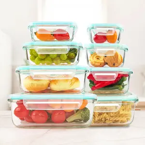 8 Pack Premium Glass Food Storage Containers - Airtight, Leak-Proof, Microwave, Oven, Freezer and Dishwasher Safe - BPA Free, Stain-Resistant, Easy-Clean Design for Meal Prep and Bento Boxes Kitchen Utensils Lid Set Silicone Stackable #Summervibes