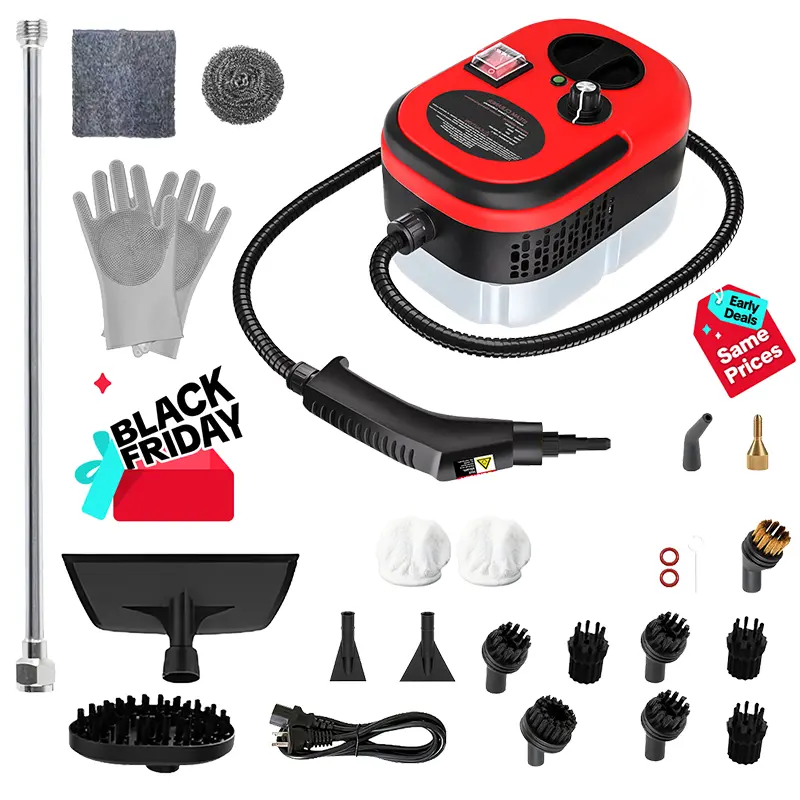 Multifunction Floor Steamer Cleaner - 2500W Compact Handheld Labor-Saving Portable Model with 15-Second Heat-Up, 1.2L Water Tank, 3-Speed Adjustable Handle, 20 Accessories for Home, Car Cleaning