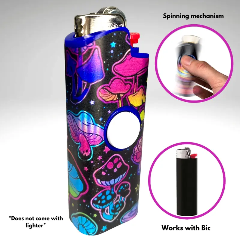 FLKR LYTR Patented Multi-Function Rotating Comfortable Plastic Fidget Spinning Lighter Case - Unisex, BIC-Compatible, 2.35×1.04×0.63in, Durable Polypropylene Cover for Adult Fidget Enthusiasts' Protection, Ideal Gift (Home Supplies Lighter Accessory)