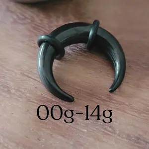 Black Steel Septum Pincher Ring Stretching Gauging Taper Horseshoe Gauges 00g 0g 1g 2g 4g 6g 8g 10g 12g 14g 7g nose stretched jewelry