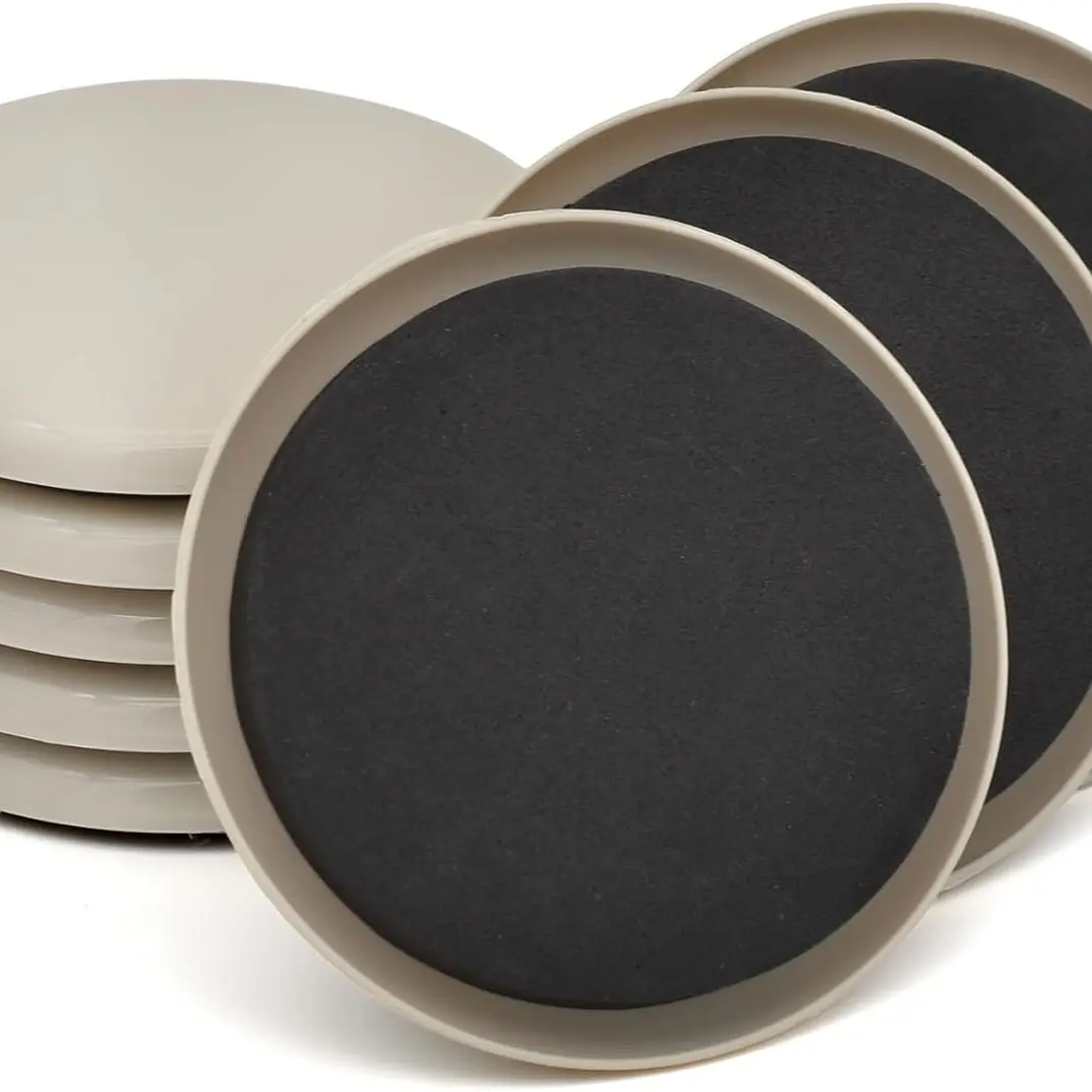 8-Pcs Heavy Duty Furniture Sliders, 3.5in Round Reusable Rubber Foam Chair Leg Pads, Easy Movement, Excellent Bearing Capacity, Hardwood Floor Protection, Household Setting Hardware Tools