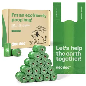 Dog Poop Bags with Handles Large Size 20 Rolls 240 Counts Big Sizes Leak Proof and Extra Thick Waste Bags Refill Rolls for Walking Medium Large Dogs Cats Litter Unscented