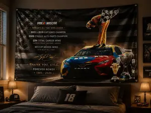 Kyle Busch Forever Rowdy Flag NASCAR Memorial Banner Tribute Gift for Racing Fans Decor