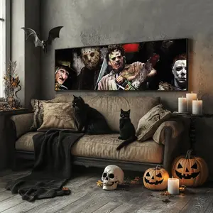 Halloween Horror Movie Pattern Canvas Poster, 1 Count Unframed Wall Art, Wall Decor for Home Living Room Bedroom Office, Gift for Friends & Family