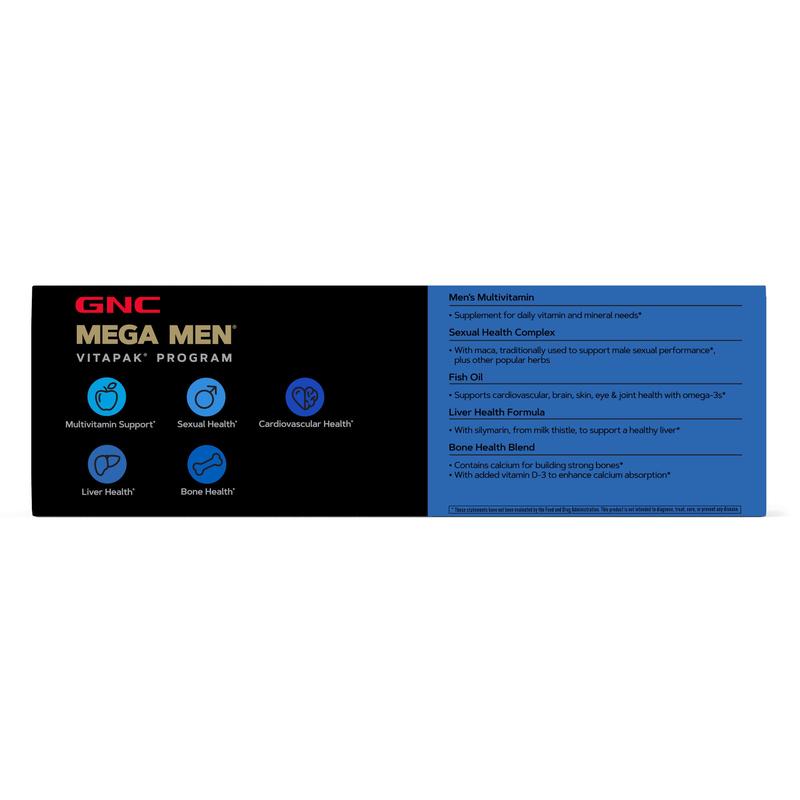 GNC 2-Pack Bundle: GNC Mega Men 40+ Vitapak Program (30 servings), Stress & Bone Support, 30 Count, Healthcare, Edible Dietary Supplement, Overall Wellness, Fitness, Jumpstart