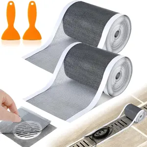 2 Pack 4 Inch x 33 ft Disposable Shower Drain Hair Catche Screen Adhesive Cutable Mesh Shower Drain Cover Stickers for Linear DIY Floor with  for Bathroom Kitchen Bathtub