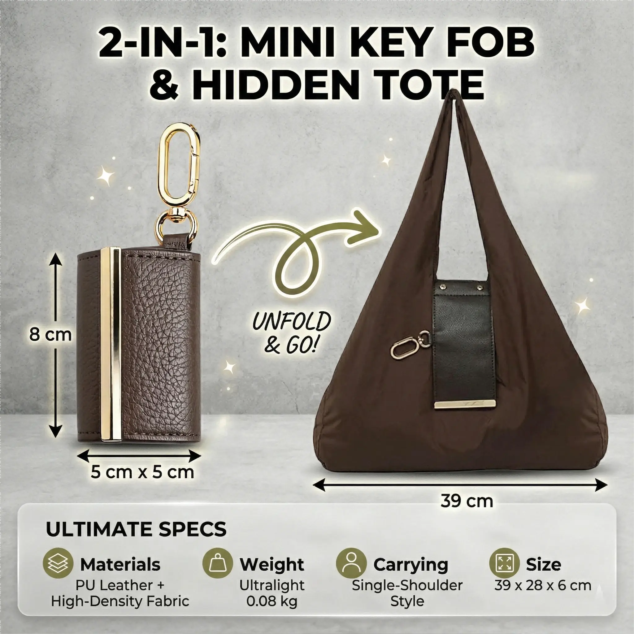 Keychain Tote Bag Foldable & Reusable Mini Bags with Key Ring Expandable Handbag for Daily,summerwins