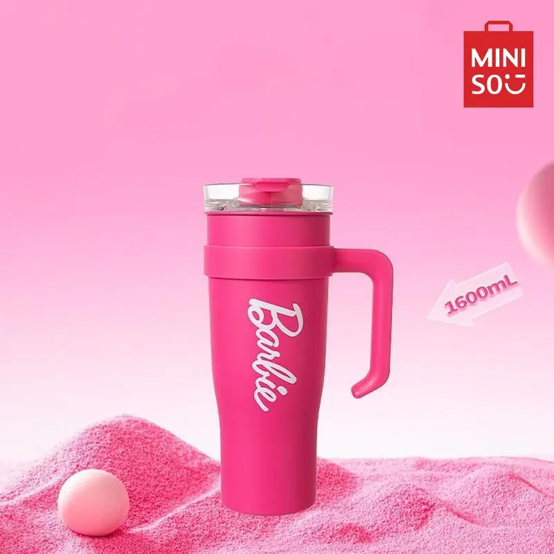 Miniso Barbie Pink Stainless Portable Tumbler, 54oz&40oz Tumbler Cup with Handle, Portable Tumbler with Straw and Lid, Water Bottle, Tumbler Cups, Birthday Gift, Back to School, Drinkware, Flasks, Stylish, Back To School