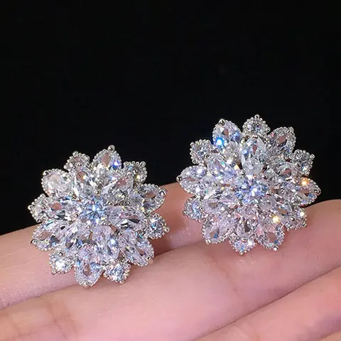 Fashion Elegant Artificial Crystal Decor Flower Design Stud Earrings, Casual Jewelry for Women, Trendy All-match & Exquisite Jewelry for Party & Daily Decor, Rhinestone Earrings, Floral Stud Earrings, Fashionable Earrings