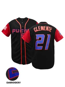 Men's PUERTO RICO #21 Stitched Design Baseball Jersey, Western Baseball Jersey, Jersey Top, Classic Retro Breathable Short Sleeve Sports Shirt For Training and Competition, Baseball Shirts
