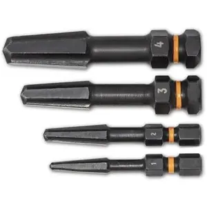 4 PC.Bolt Biter Screw Extraction Set - 84787, Chrome, Large