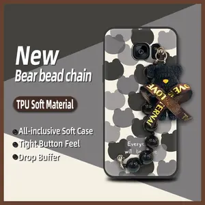 Bear bracelet Back Cover Phone Case For Samsung Galaxy S6 Edge/G9250 Anti-knock Dirt-resistant protective case Skin-friendly feel silicone cute Waterproof soft case