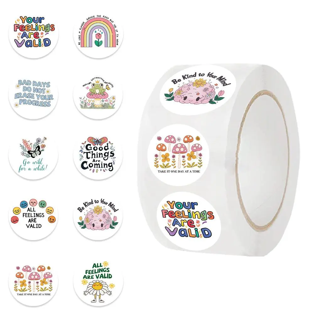 Mental Health Stickers (500pcs/roll), Mental Health Matters Awareness Vinyl Decals, Decorative Sticker for Laptop, Water Bottle, Bumper, Helmet, Book, Doctor, Reward, Sticker Packs