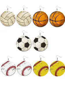 Vintage Worn Leather Stud Earrings, Sporty European Cup Ball Shape, All Season Artificial Leather Jewelry, Unisex Fashion Accessory