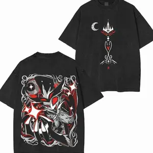 Helluva Boss Washed T-Shirt Loona Blitz Indie Animation Graphic Tee Heavyweight Cotton Dark Gothic Grunge Streetwear Oversized Top Perfect Gift Idea 5JT