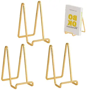 3 pack 6 Inch Plate Holder Display Stand Tabletop Picture Stand Metal Frame Holder Stand for Picture, Decorative Plate, Photo Easel, Tabletop Art