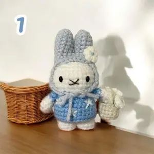 Handmade Crochet Miffy Bunny Lifestyle Keychain Bag With Charm, Handmade crochet Keychain, Keychain crochet, Easter day, Gift For Her