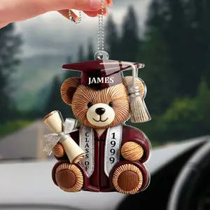 RodyThread Bear Acrylic Keychain, Class of 2026 Graduation Gift, Personalized Name Graduation Bear, Custom Year Keepsake Keychain, Unique Graduation Gift For Him Her