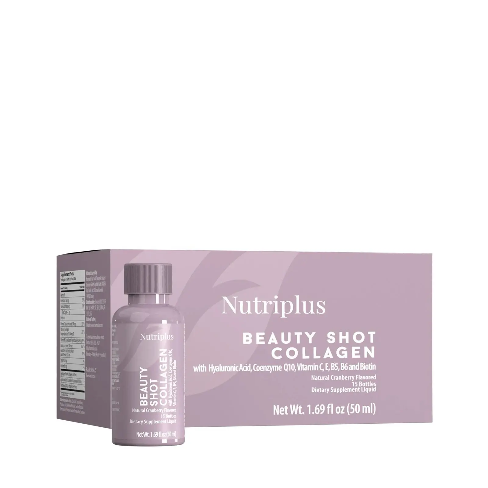 Nutriplus Beauty Shot Collagen with Type I & III Collagen Hyaluronic Acid Vitamins C E B5 B6 & Biotin for Healthier Skin 1.69 fl oz