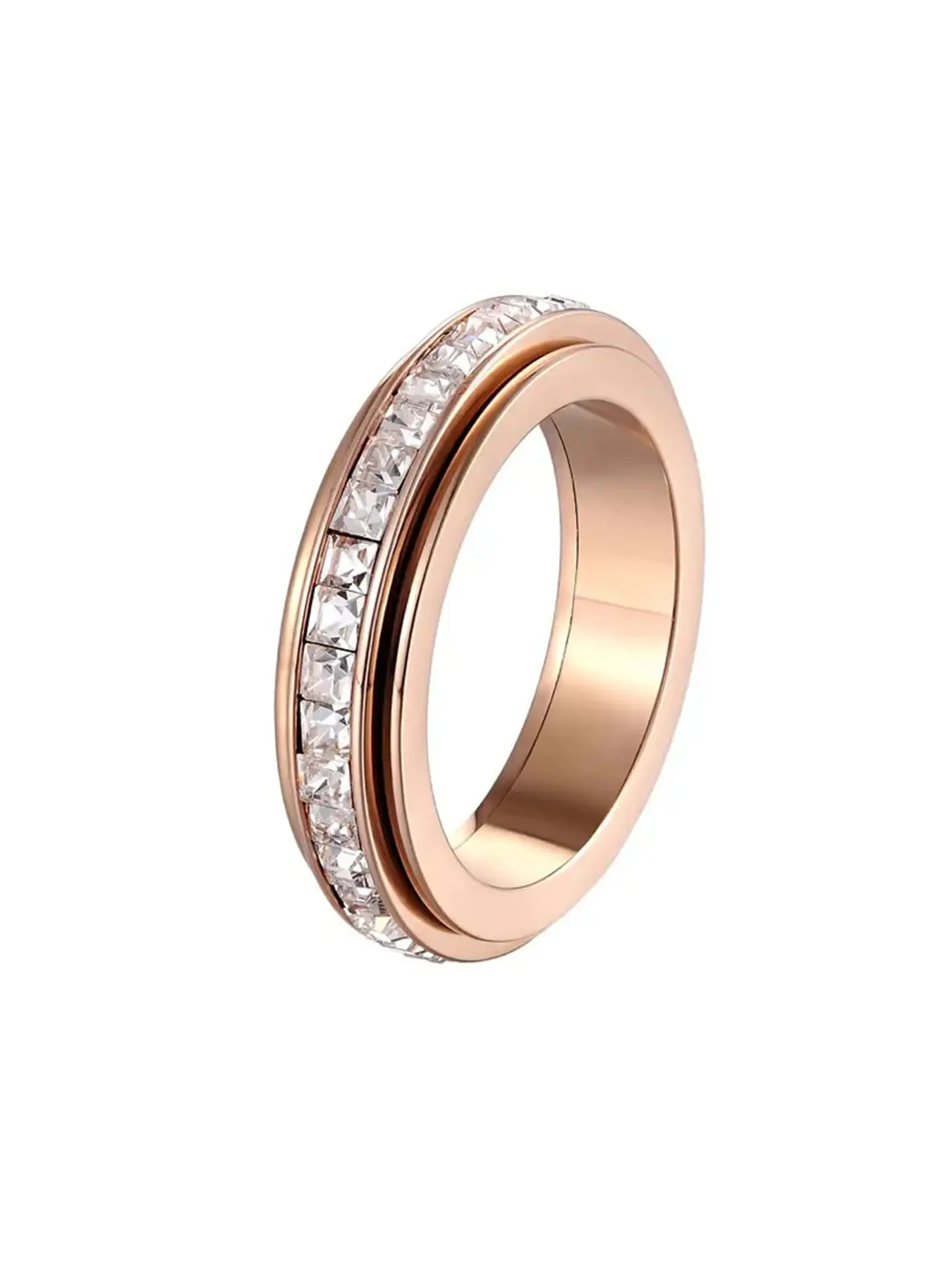 Stress Relief Rotating Openwork Ring, Anxiety Fidget Ring, Artificial Zircon Wedding Promise Ring, Lucky Comfortable Wear, Sizes 6-11, Anxiety Relieving Jewelry, Artificial Zircon Rings