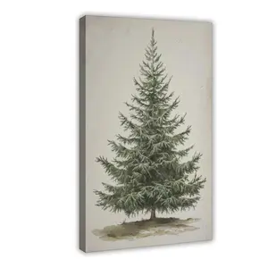 Vintage Christmas Tree Poster, Pine Tree Vintage Print Decor, Rustic Winter Print, Botanical Winter Art, Christmas Wall Decor