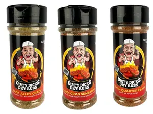 3 Pack Back Alley,Mardi Gras, French Quarter Garlic Pepper Seasoning for Fajita BBQ & Poultry Dishes US Origin New Orleans Flavor Delight