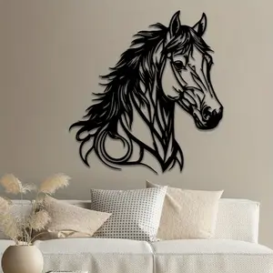 Metal Horse Head, Easy Hang Design, Western Wall Art, Classic Equestrian Decor for Living Room Bedroom Garden, Ideal Gift for Horse Lovers