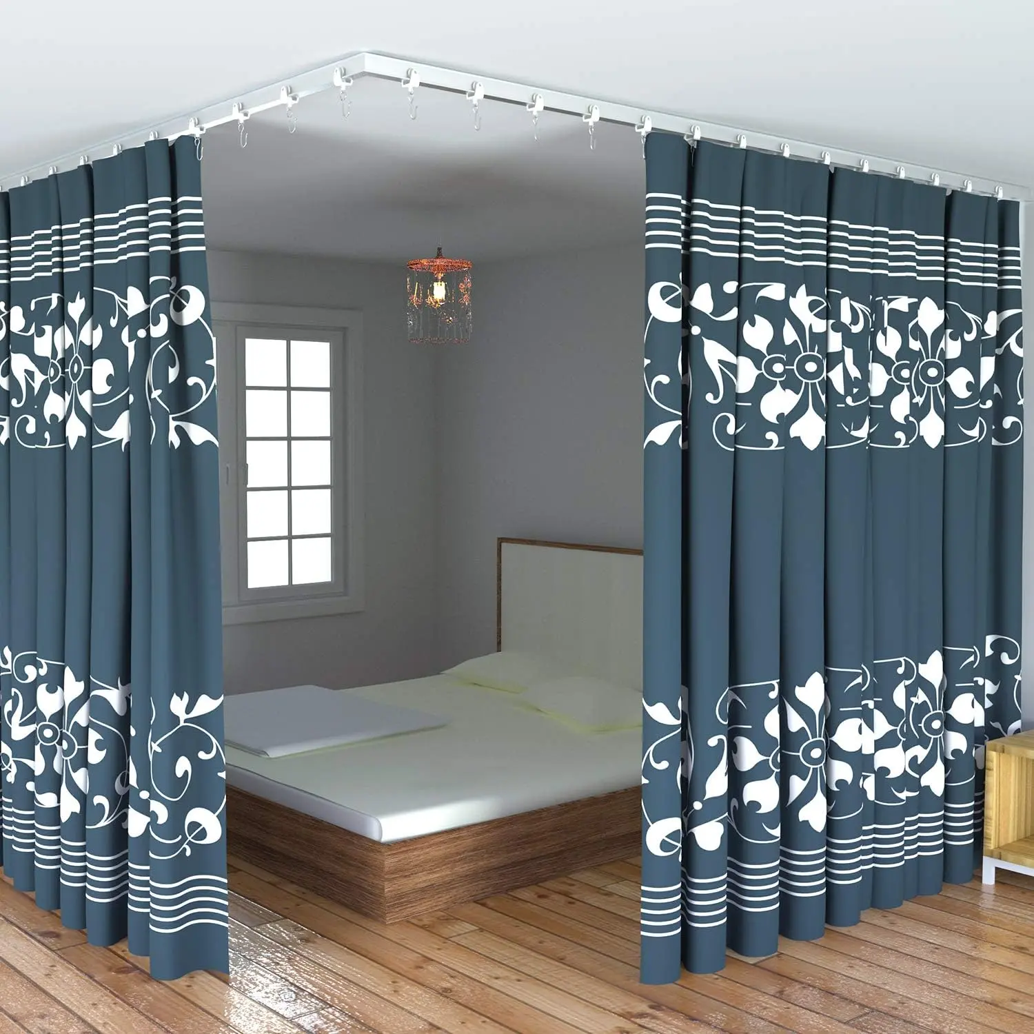 Flexible Curtain Track Kit, 12Ft Curtain Rail with Accessories, Adjustable Curtain Rods, Curtain Rod Bracket, Easy To Install Curtain Rail System for Home and Hospital Use