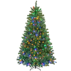 Pre-Lit Artificial Christmas Tree with Multicolor LED Lights, Realistic Spruce Holiday Décor