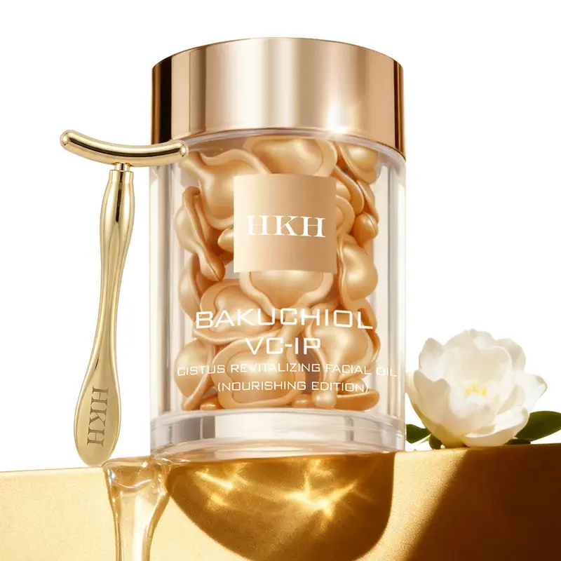 HKH Time Capsule Plant Retinol + Bright VC-IP Face Serum Capsules, 0.58 fl oz Botanical Antioxidant Anti-Aging Serum for Dark Spots, Fine Lines, Wrinkles, Gentle Low-Irritation Formula with 4hr Dermis Reach
