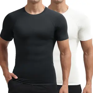 Magcomsen Men's Elastic Short Sleeve Tops Dry Workout T-Shirt Sports Undershirt for Slimming
