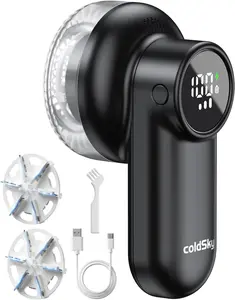 Coldsky Rechargeable Fabric Shaver, Lint Shaver with Digital Display, Sweater Shaver with 6-Leaf Blades and Safety Lock, 3-Speeds Defuzzer Remove Fuzz, Pills from Clothes, Furniture, Sofa, Blanket coldSky