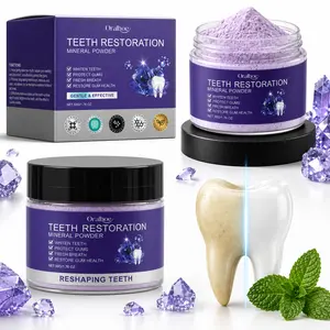 Purple Mineral Tooth Powder, Fresh Mint Daily Teeth Cleaning Powder, Gentle Oral Care for Brighter-Looking Smile, Fresh Breath & Surface Stain Care, 1.76 oz