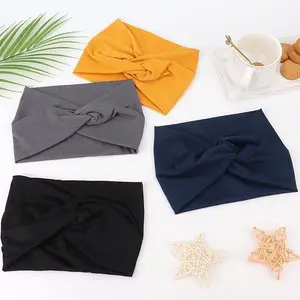 4pack Wide Headbands for Women Non Slip, Workout Yoga Running Womens Headband Boho Hair Bands for Women's Hair, Thick Sweat Head Bands Solid Head Wraps Bandana