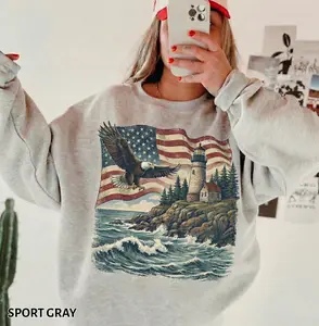 Patriotic Graphic Crewneck Sweatshirt, Vintage Style USA Sweater, America 250th Anniversary Shirt, Retro 4th of July Pullover