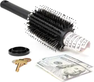 WYZworks Diversion Round Hair Brush with Secret Hidden Compartment, Safe Stash Box Container for Money, Jewelry, House Keys, Valuables, for Travel or Home Use