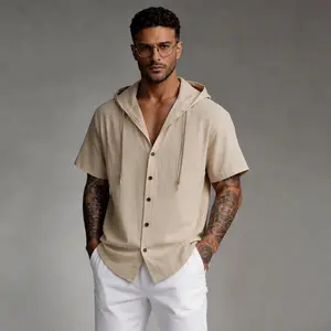 Casual Hooded Shirt with Drawstring – Breathable, Relaxed Fit for Everyday Wear & Vacations